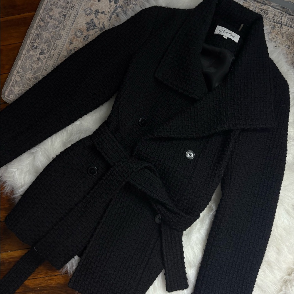 Calvin Klein Belted Pea Coat Jacket